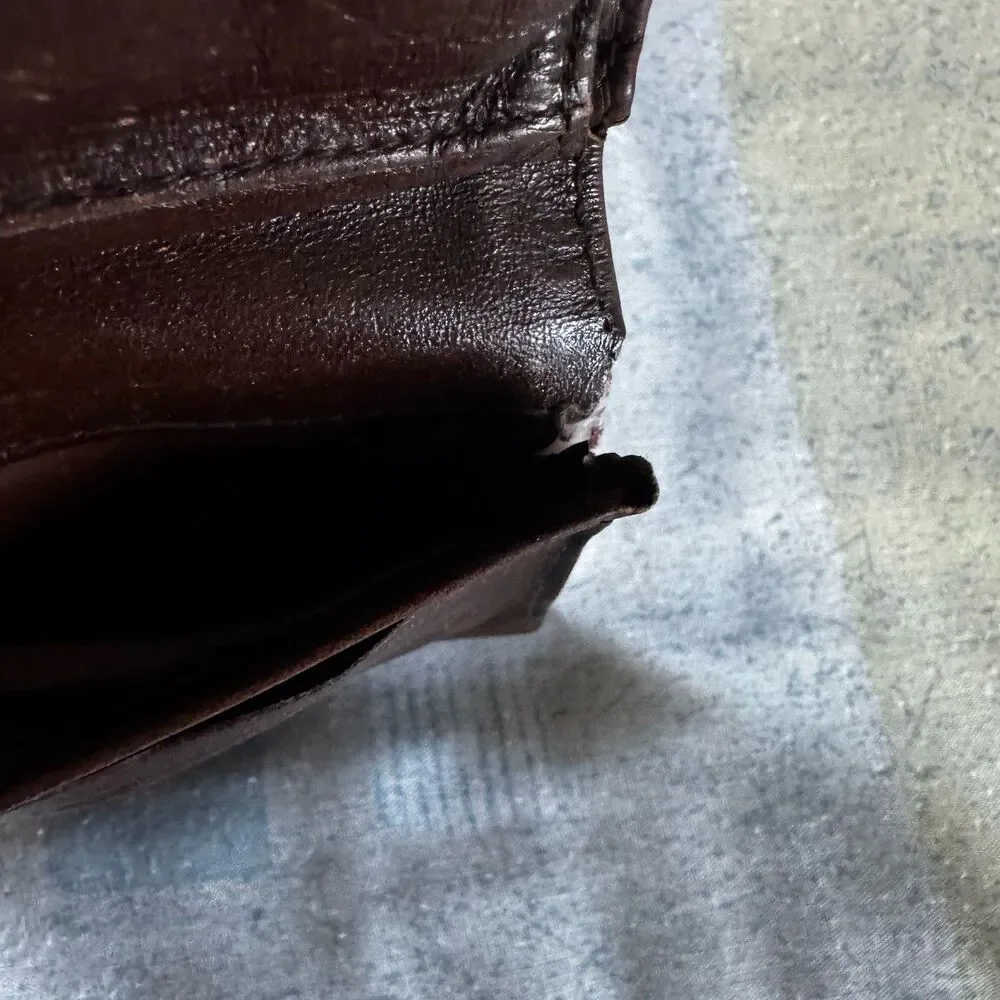 Christian Dior Vintage Brown Trotter Button Bifold Small Authentic Wallet